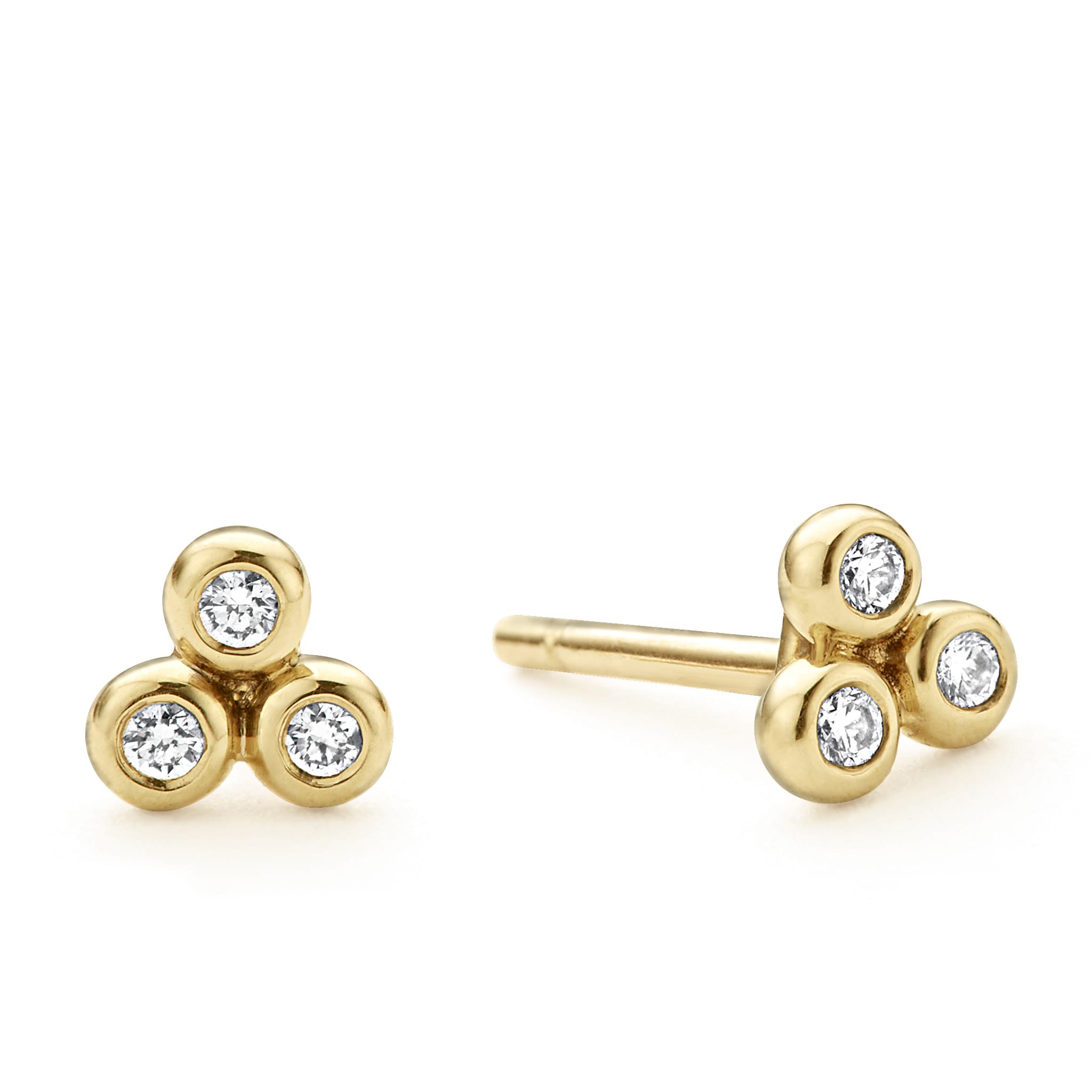 Diamonds and 18K gold form these petite triangle stud earrings. LAGOS diamonds are the highest quality natural stones.