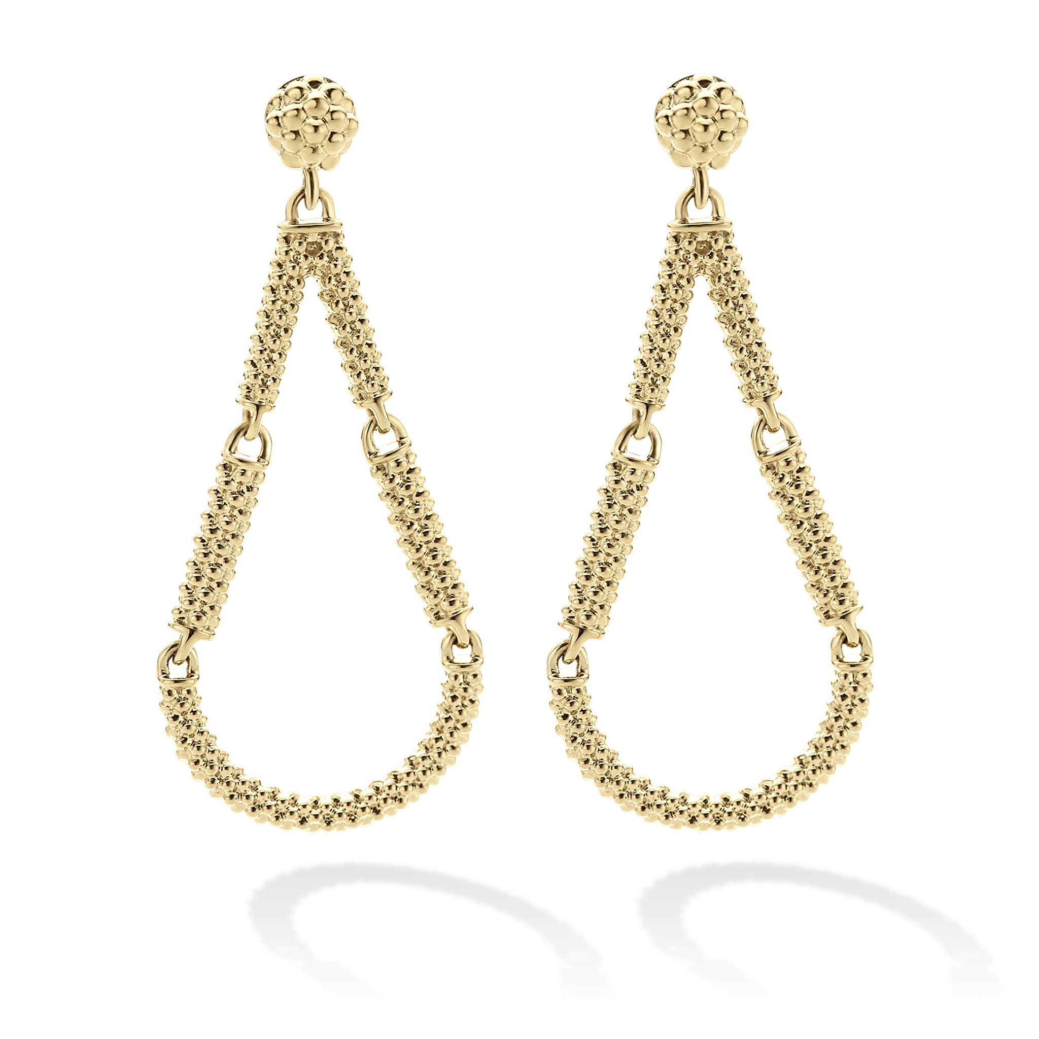 Signature Caviar Petite 18K Gold Superfine Caviar Tear Drop Earrings