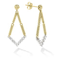 18k gold superfine Caviar beading and diamonds set in chevron shaped 18k White Gold form these unique drop earrings. LAGOS diamonds are the highest quality natural stones.