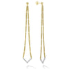 A LAGOS exclusive. 18K gold superfine Caviar beading and diamonds set in chevron shaped 18K White Gold form these dramatic drop earrings. LAGOS diamonds are the highest quality natural stones.