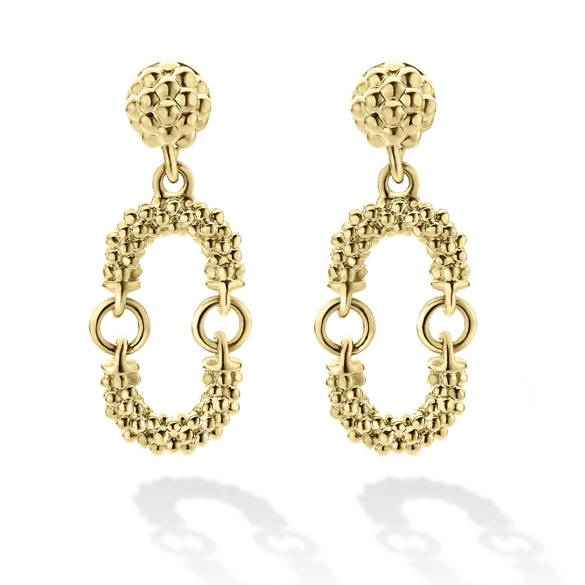 Signature Caviar Petite 18K Gold Superfine Caviar Drop Earrings