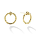 18k gold circle stud earrings with an 18k gold Caviar accent.