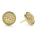 18k gold Caviar beading surround by gold ceramic detailing form these studs earrings.