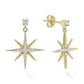 Diamonds and 18k gold Caviar beading form these star motif drop earrings. LAGOS diamonds are the highest quality natural stones.
