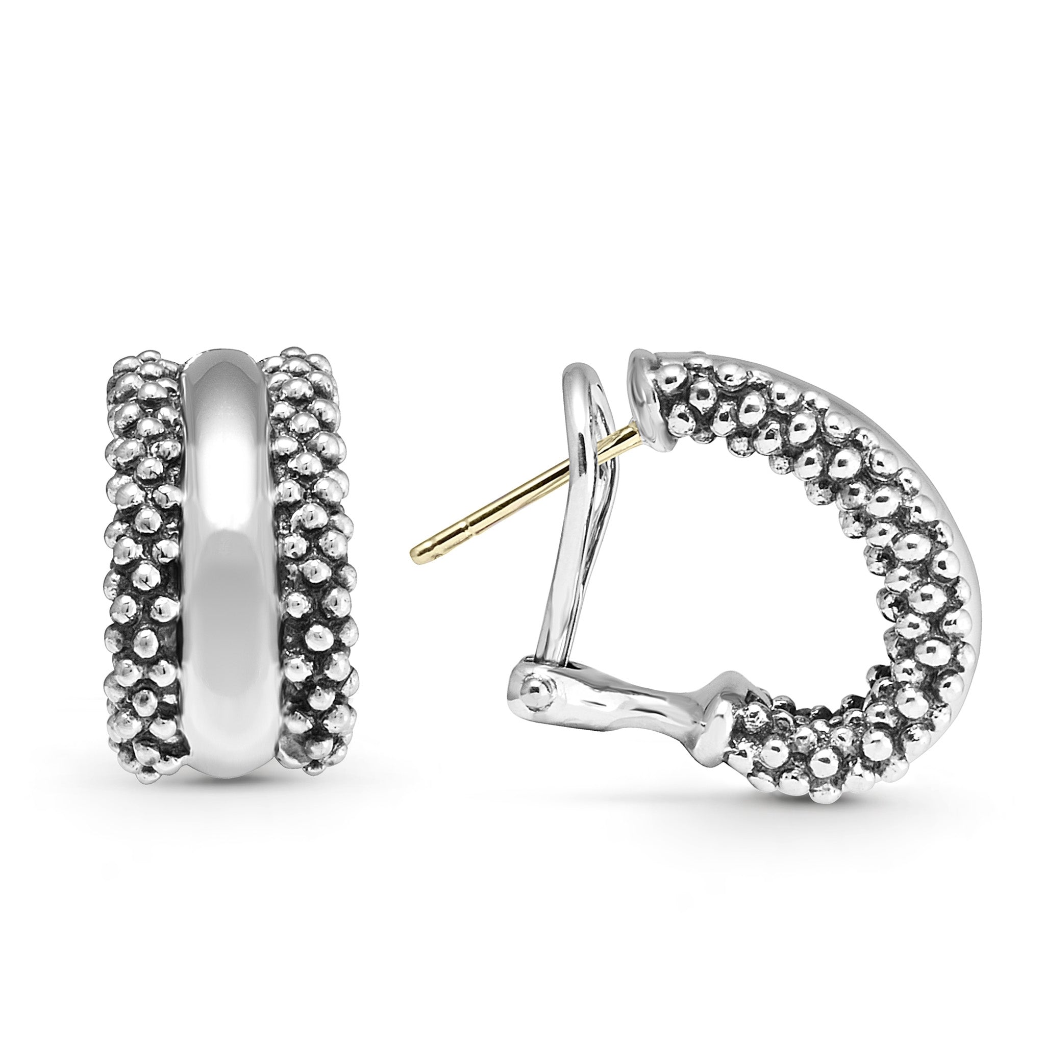【HYERES LOR】25SS★ Essence Silver Luna Ring Earrings Silver Station Caviar Huggie Earrings | LAGOS Jewelry
