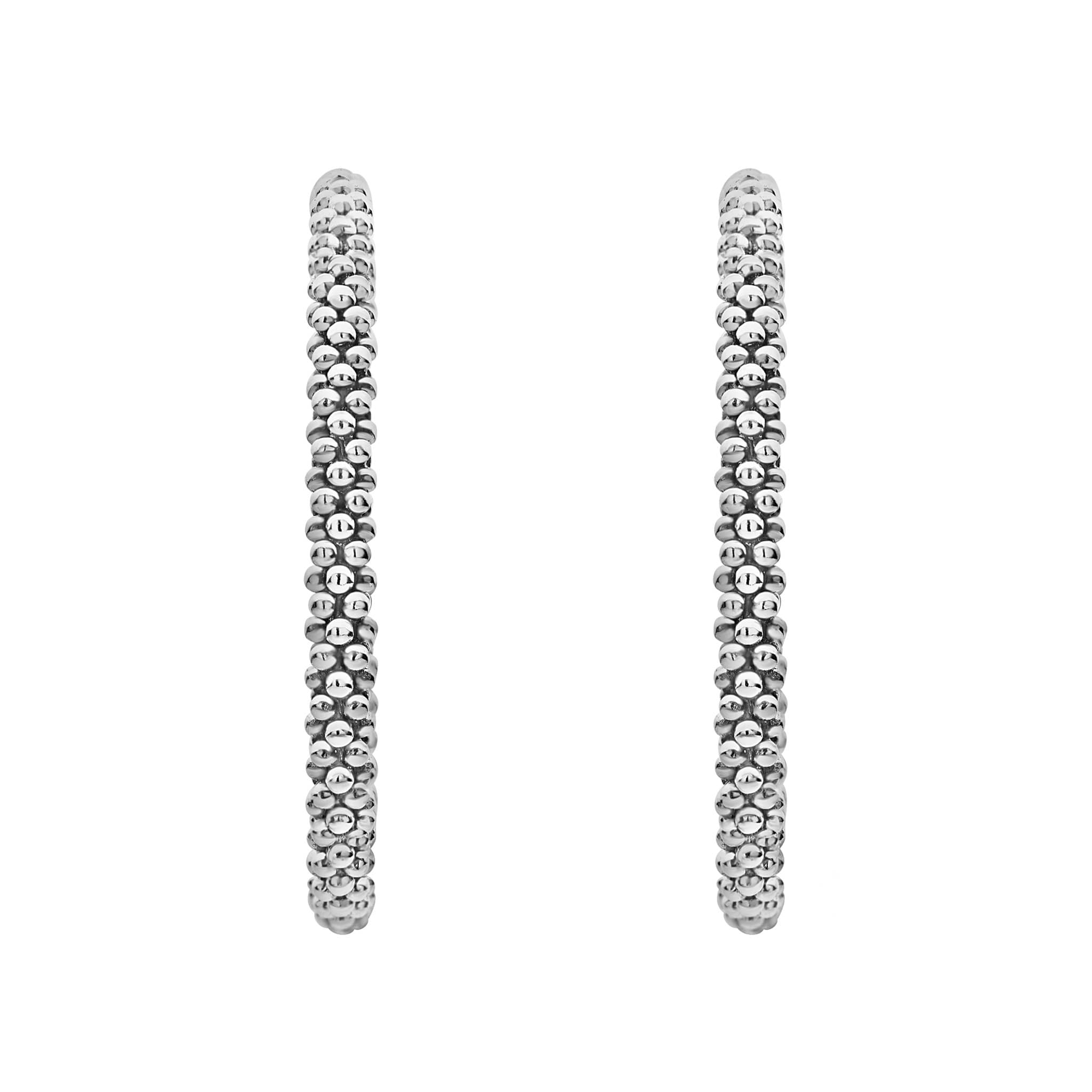Signature Caviar Small Caviar Hoop Earrings featuring sterling silver caviar beading, showcasing a timeless and elegant design ideal for everyday wear or layering.
