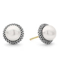 Classic pearl stud earrings set in signature sterling silver Caviar beading. Just the right touch for every day.
