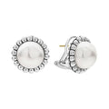 Classic cultured freshwater pearl earrings framed by flutes of sterling silver. Just the right touch for every day.