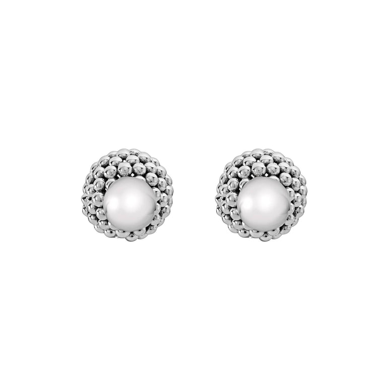 Silver Front-Back Earrings, Signature Caviar