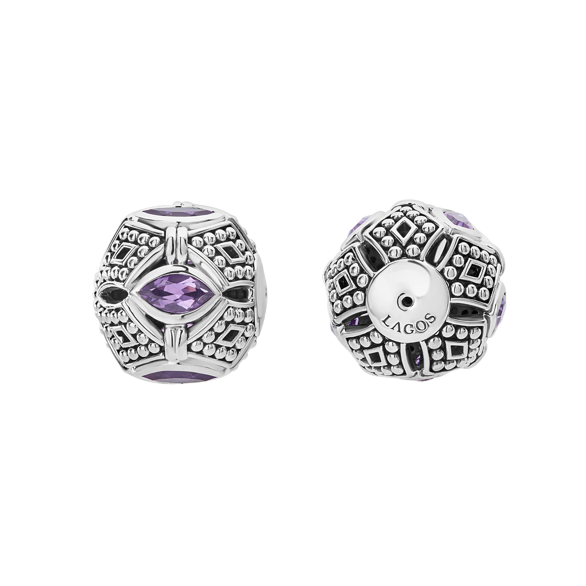 A LAGOS.com exclusive. Amthyst gemstones with sterling silver beading form these versatile earring backs. Wear this back with any LAGOS stud earring front.
