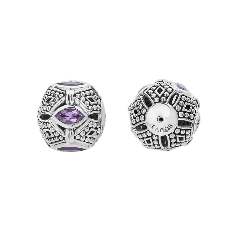 A LAGOS.com exclusive. Amthyst gemstones with sterling silver beading form these versatile earring backs. Wear this back with any LAGOS stud earring front.