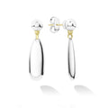 Highly polished sterling silver drop earrings with 18K gold Caviar accents.