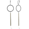 Sterling silver and 18K gold Caviar beaded linear circle drop earrings.