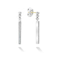 Linear diamond drop earrings set by smoothly polished sterling silver. LAGOS diamonds are the highest quality natural stones.
