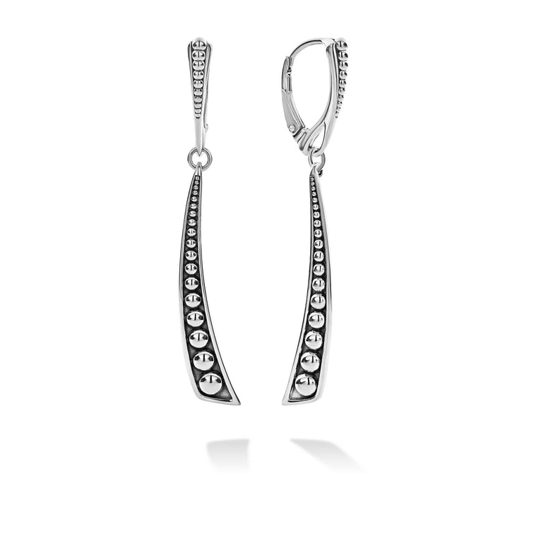 Drop earrings with sterling silver Caviar beaded accents and a lever back closure.