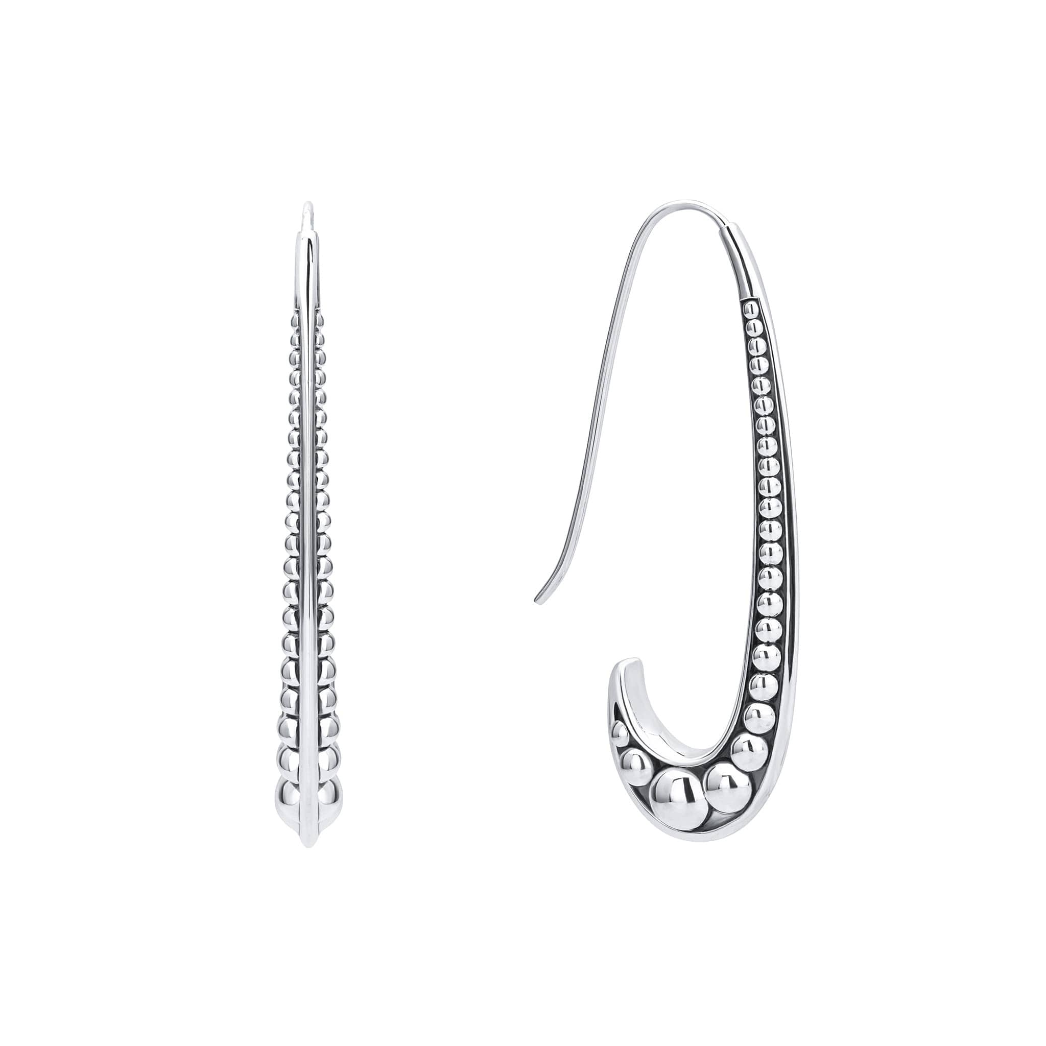 Caviar beaded sterling silver drop earrings finished with French wire backs.