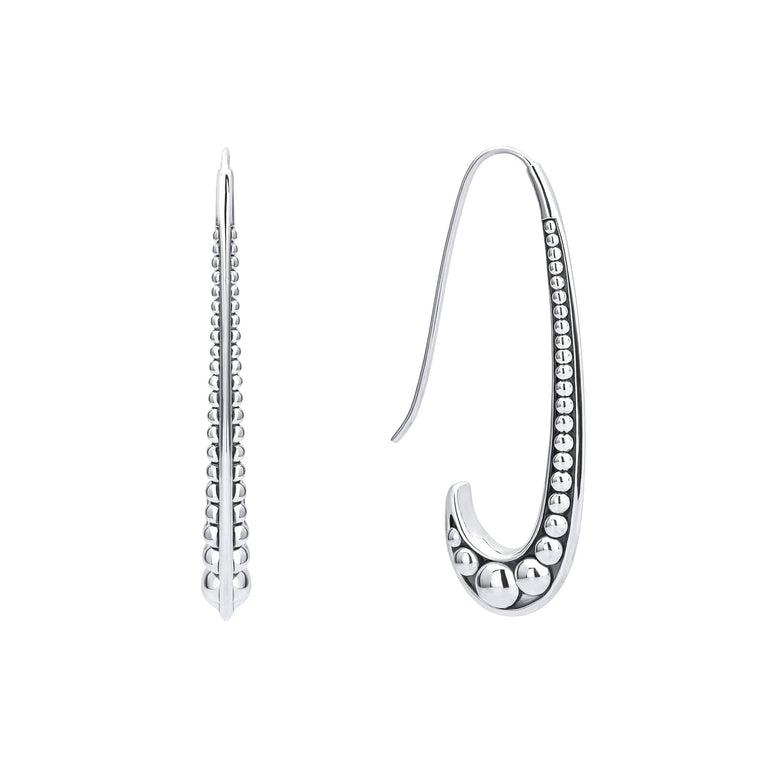 Caviar beaded sterling silver drop earrings finished with French wire backs.
