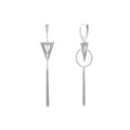 Caviar detailed sterling silver triangle, circle and linear drop earrings. Lightweight and easy to wear with other signature designs.