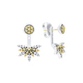 Detailed 18K gold Caviar front studs pair with sterling silver and 18K gold earring jackets on these chic and versatile earrings.