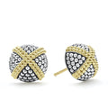 Sterling silver and 18K gold Caviar beading form these stud earrings.