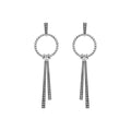 Signature Caviar Sterling Silver  Circle Drop Earrings with Linear Tassels