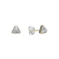 Small diamond stud earrings with 18K gold and sterling silver accents. LAGOS diamonds are the highest quality natural stones.