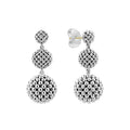 Three graduated sterling silver Caviar beaded spheres form these unique drop earrings.