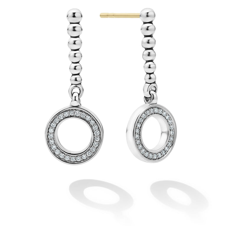 Circle Diamonds in sterling silver Drop Earrings