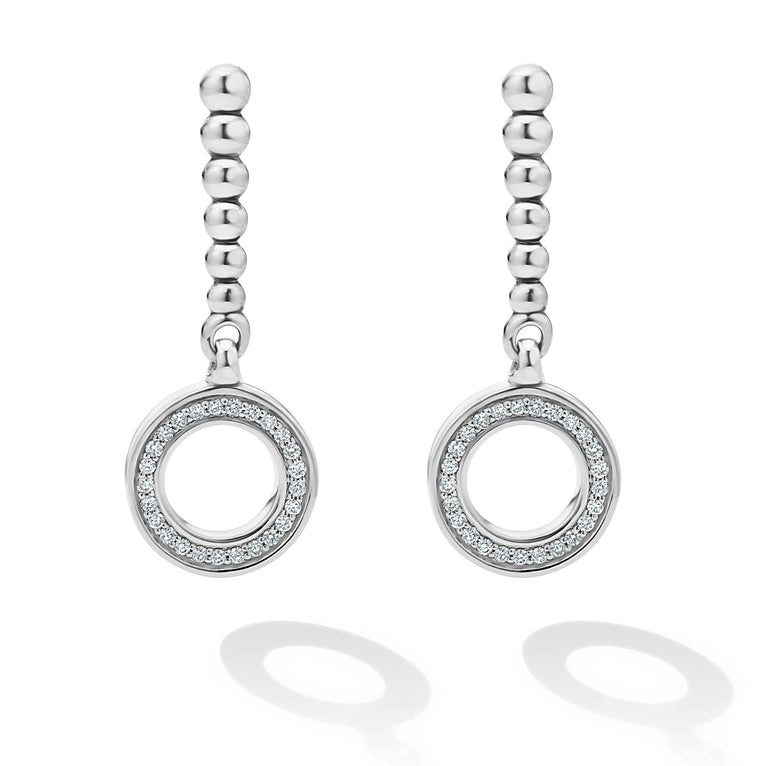Front view Drop Circle Diamond Earrings