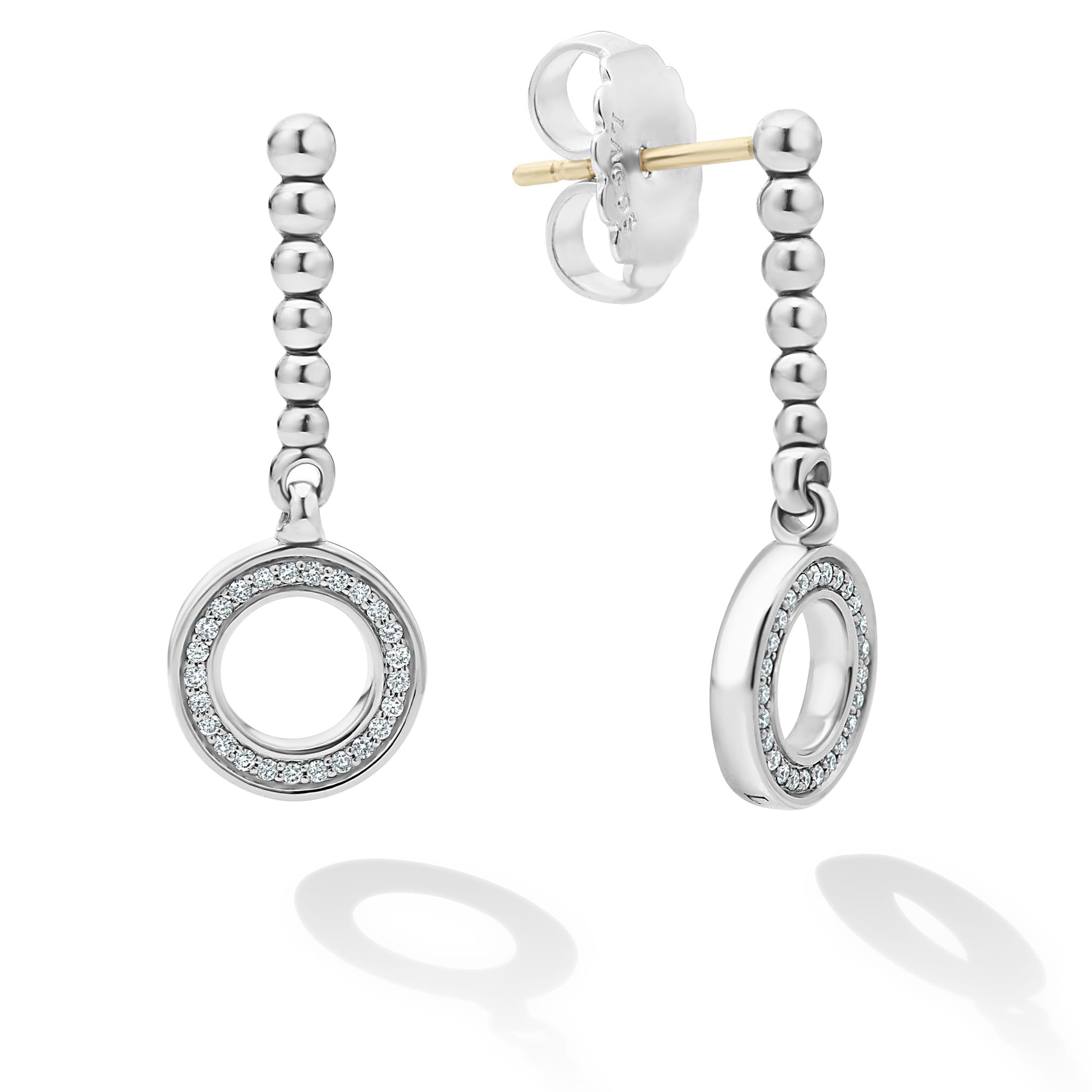 Post view of Drop Circle Diamond Earrings