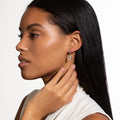 Woman wearing Circle Diamond Drop Earrings