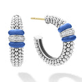 Blue Caviar Ultramarine Ceramic Caviar Diamond Hoop Earrings
