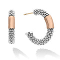 Hoop earrings with smooth 18K rose gold and sterling silver Caviar beading.