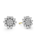 A LAGOS exclusive. Pavé diamond stud earrings framed by sterling silver Caviar beading. LAGOS diamonds are the highest quality natural stones.