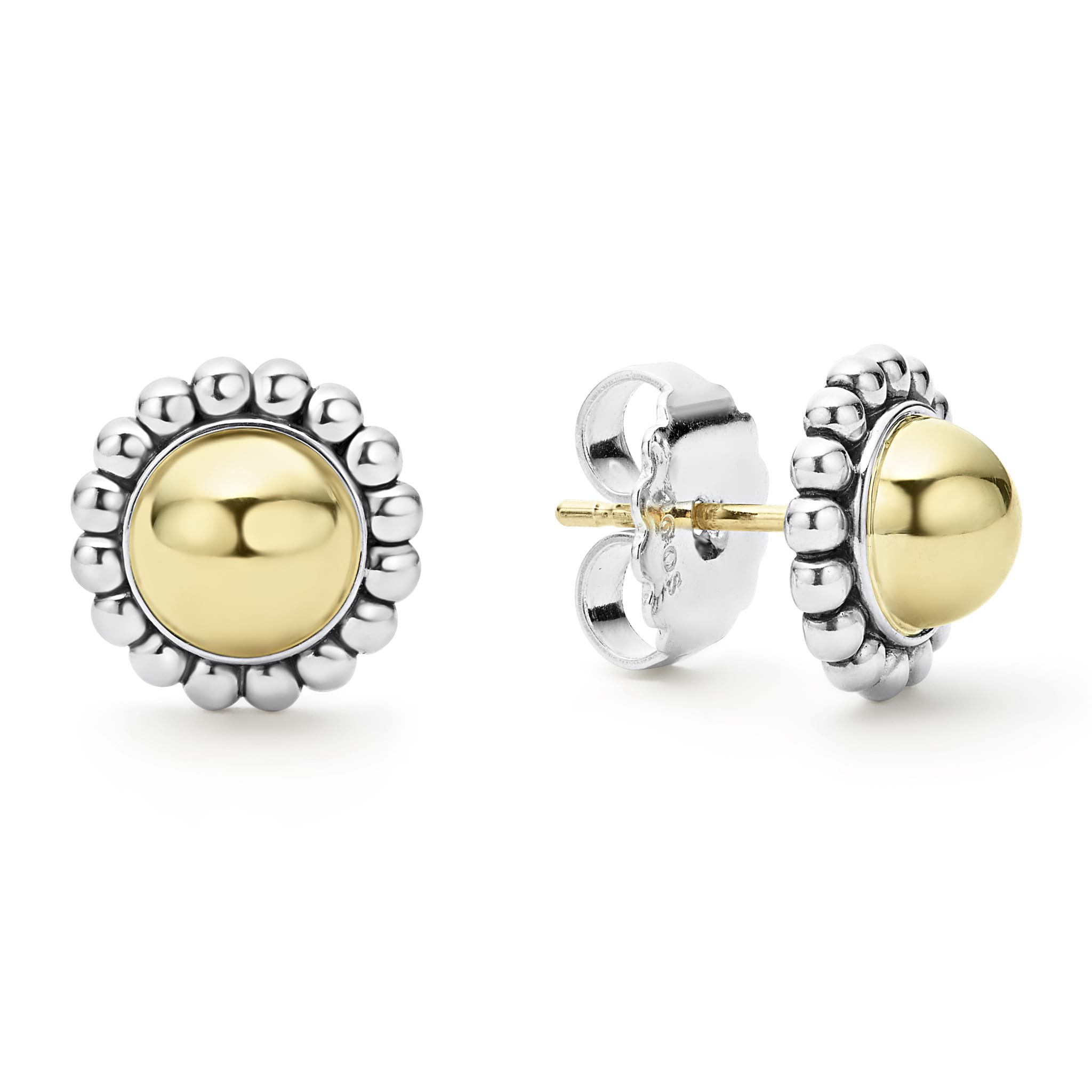 Side view of Two-Tone Caviar Stud Earrings