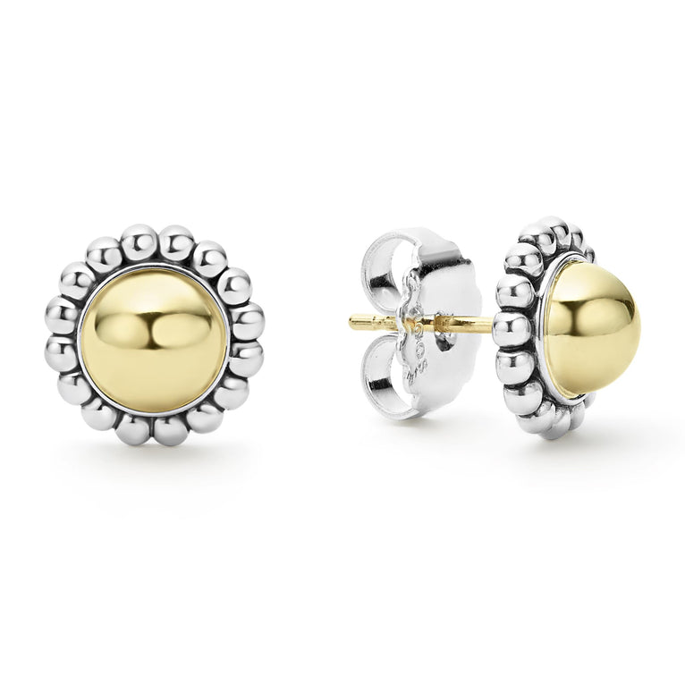 Side view of Two-Tone Caviar Stud Earrings