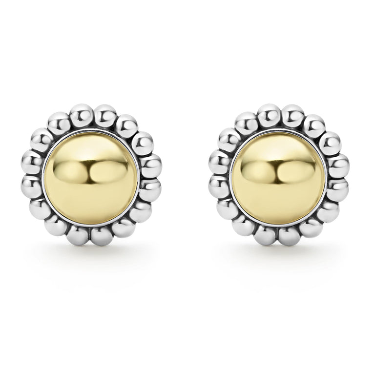 Front view of Two-Tone Caviar Stud Earrings