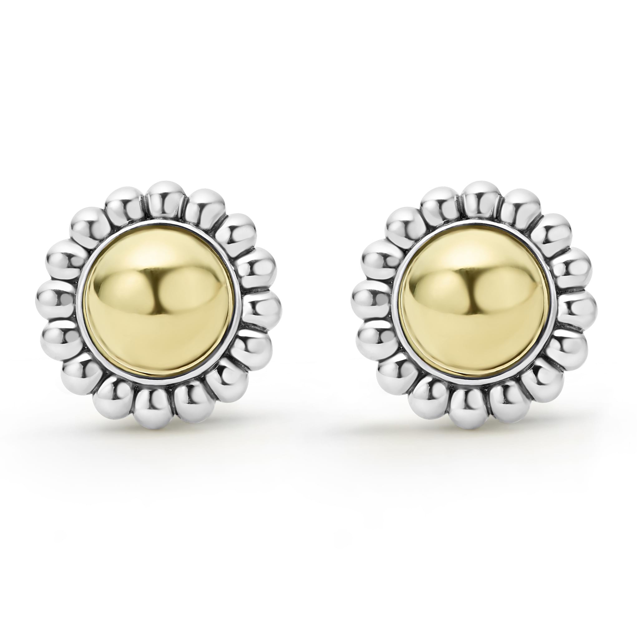 High Bar Two-Tone Caviar Omega Clip Earrings