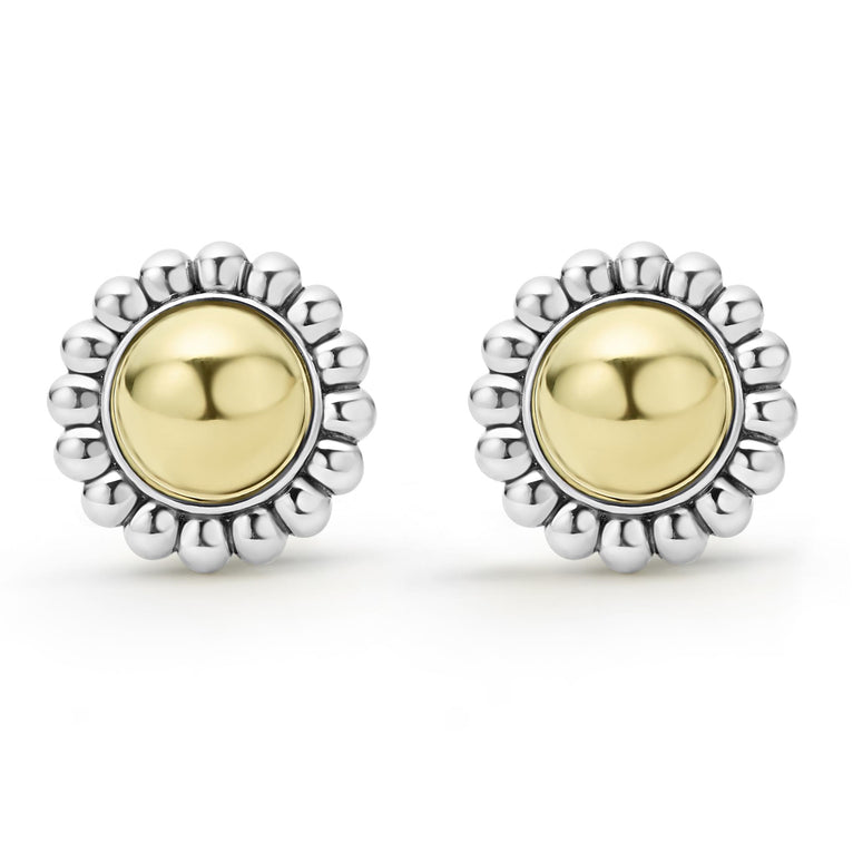 High Bar Two-Tone Caviar Omega Clip Earrings