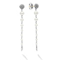 Caviar beaded post earrings with pearl drop detailing.