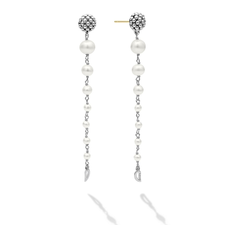 Cascading Pearl Drop Earrings in sterling silver