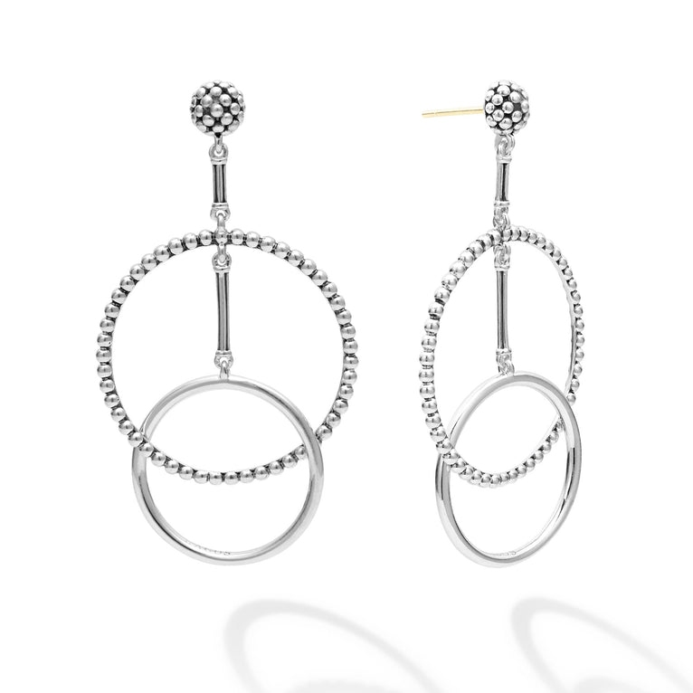 Signature Caviar Double Circle Drop Earrings