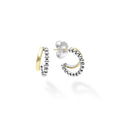 Smooth 18K gold and Caviar beaded sterling silver forms these beautiful double mini hoop earrings.