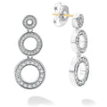 Diamonds set in three sterling silver graduated circle motifs form these unique drop earrings. LAGOS diamonds are the highest quality natural stones.