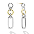 Signature Caviar Two-Tone Circle Link Drop Earrings