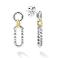 Sterling silver & 18k gold variations of Caviar beading and fluting elements form these link drop earrings.