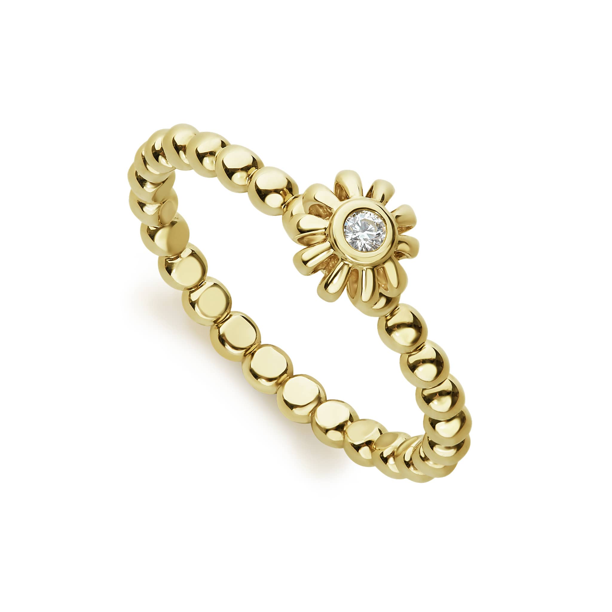 A diamond ring highlighted by fluted 18K gold and finished on a band of Caviar beading. LAGOS diamonds are the highest quality natural stones.