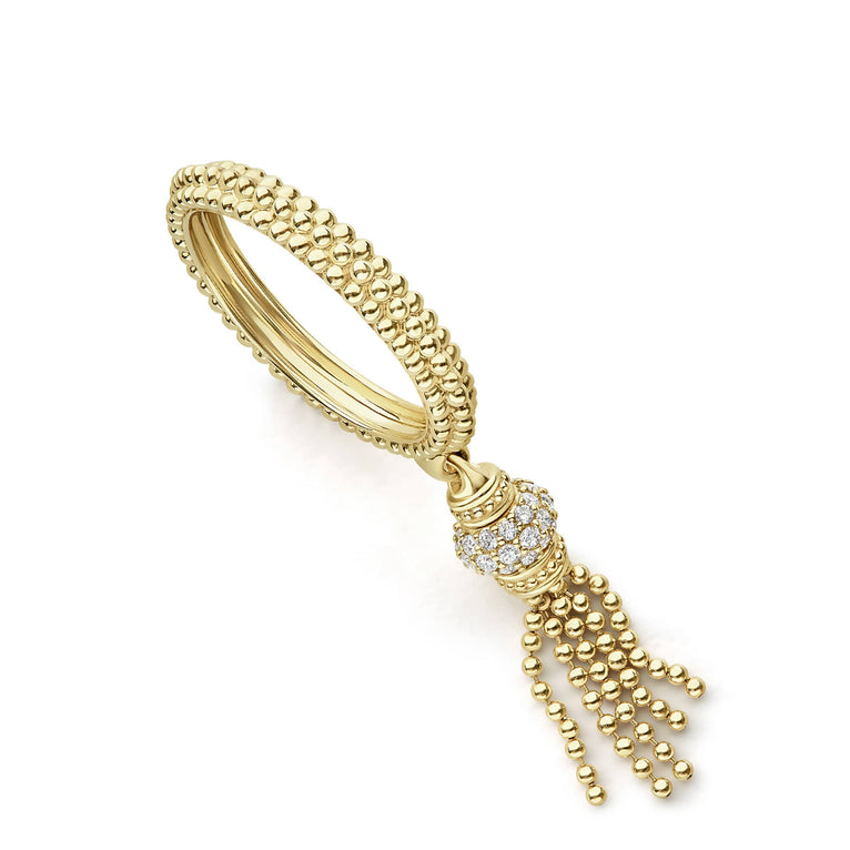 Diamond Tassel Ring Caviar Gold LAGOS Jewelry