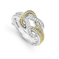 Diamonds and 18K gold woven in a knot motif form this ring. LAGOS diamonds are the highest quality natural stones.
