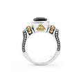Rittenhouse Bezel-Set Onyx Ring with square black inlay, 18K Caviar beading, and detailed sterling silver band featuring small silver beads on each side.